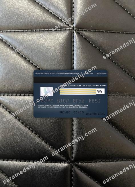 Colombia BBVA  bank visa card photolook back